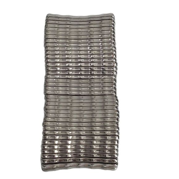 Silver Metal Column Stretch Bracelet - Picture 3 of 6